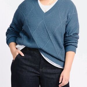 LETY & ME cozy blue Cabled Tunic Sweater 2X
